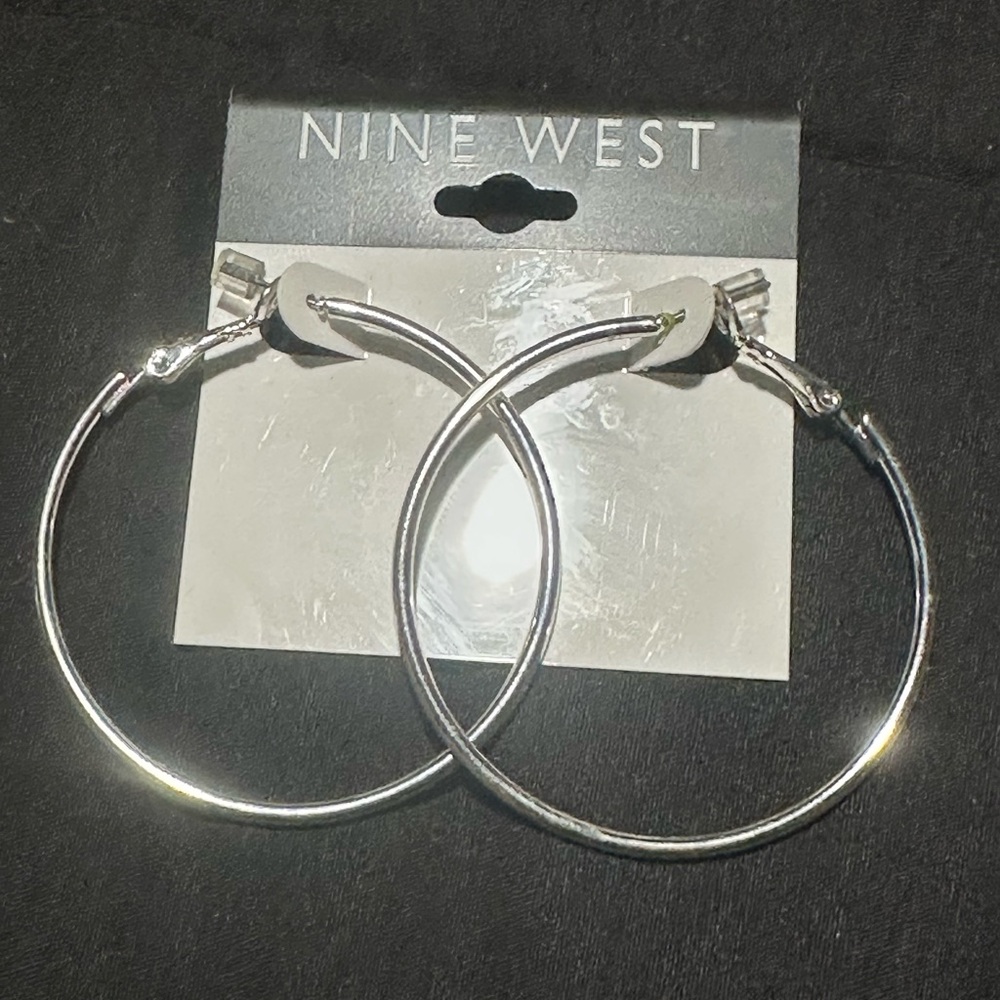 Nine West Shiny Silver Hoop Earrings